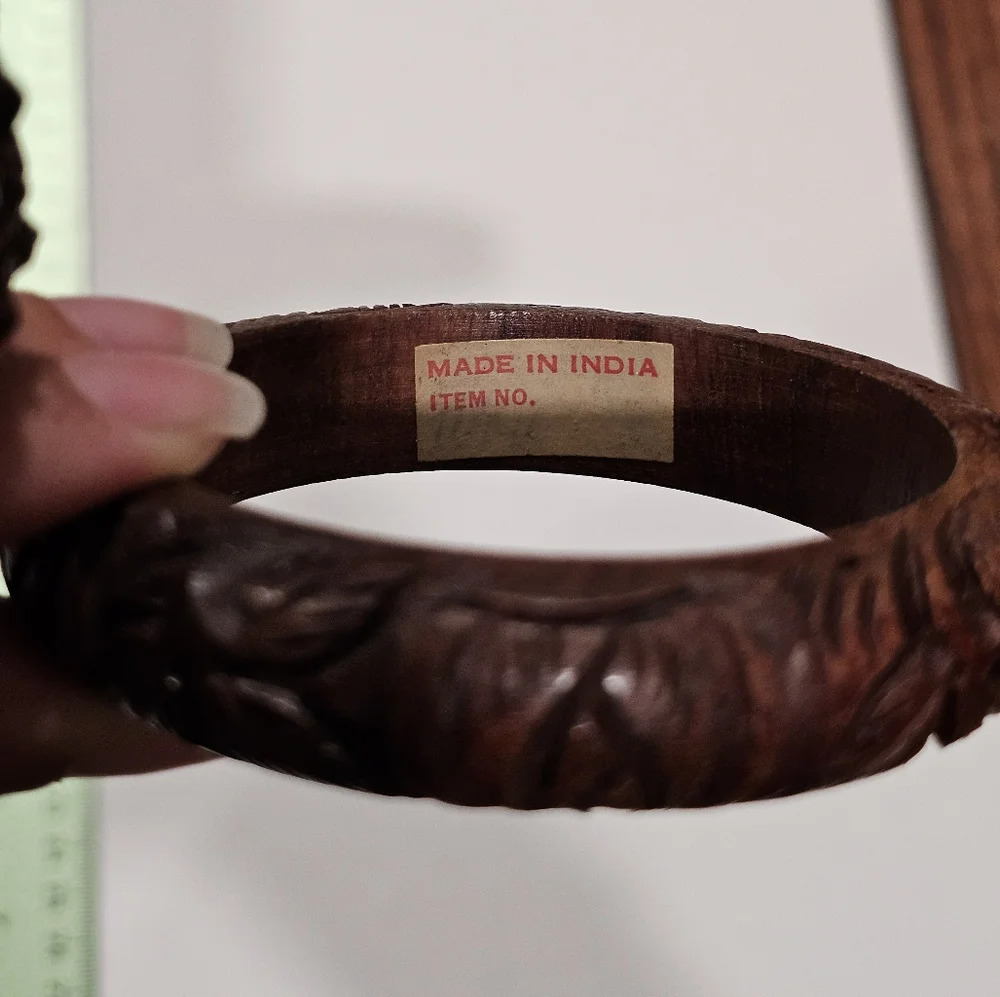Vintage Engraved Wood Bangle